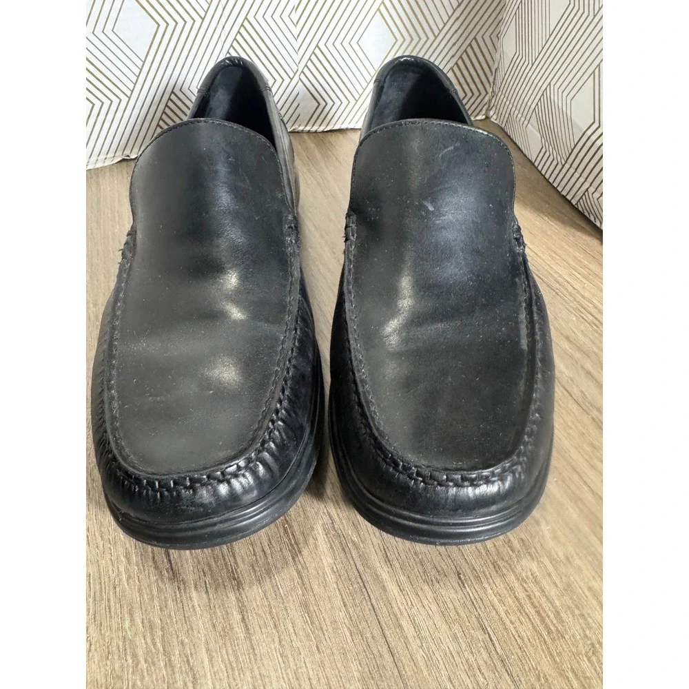 Cole Haan Mens‎ Black Leather Slip On Loafers Moc Toe C09873 Size 11.5M